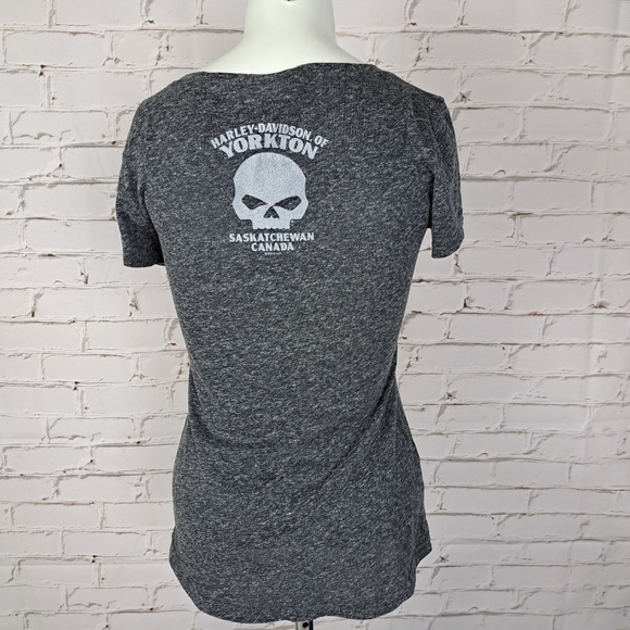 HARLEY Davidson Gray Embellished Tee - Picture 5 of 8